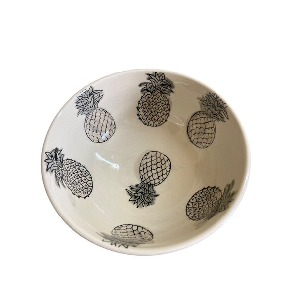Signature Housewares Pineapple Ceramic Bowls Set Of 2 Microwave Dishwasher Safe - Picture 5 of 7